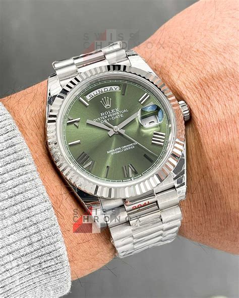 rolex 228239 green dials|white gold Rolex day date.